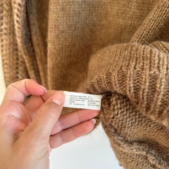 Sita Murt Anthropologie Wool Blend Mock Neck Crochet Pullover Sweater Brown 36 - Picture 6 of 8